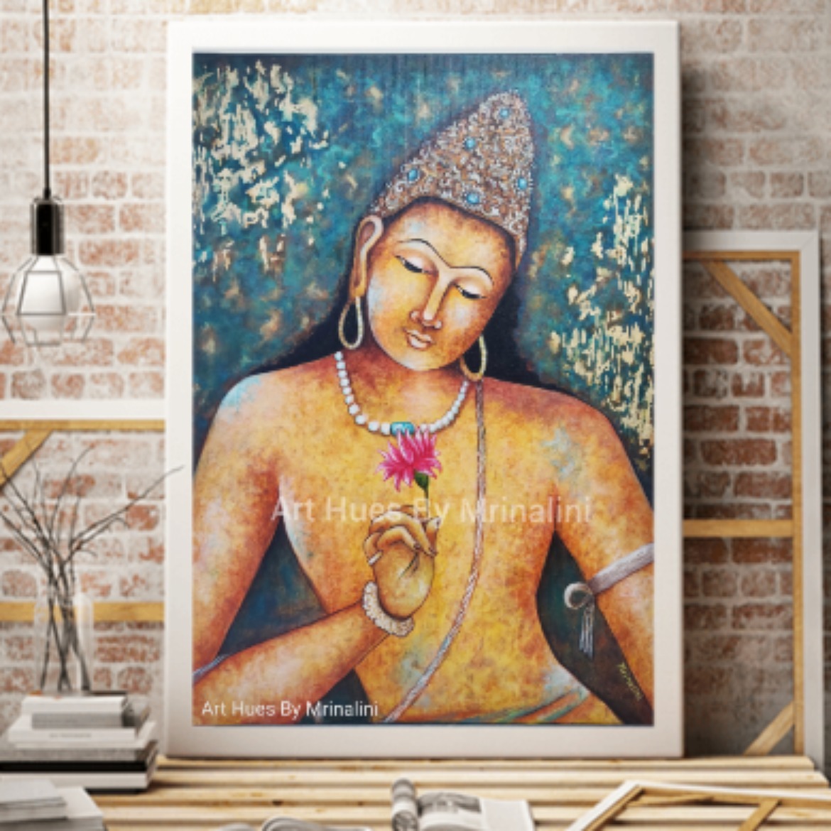 Ajanta mural inspired Original Buddha Canvas painting