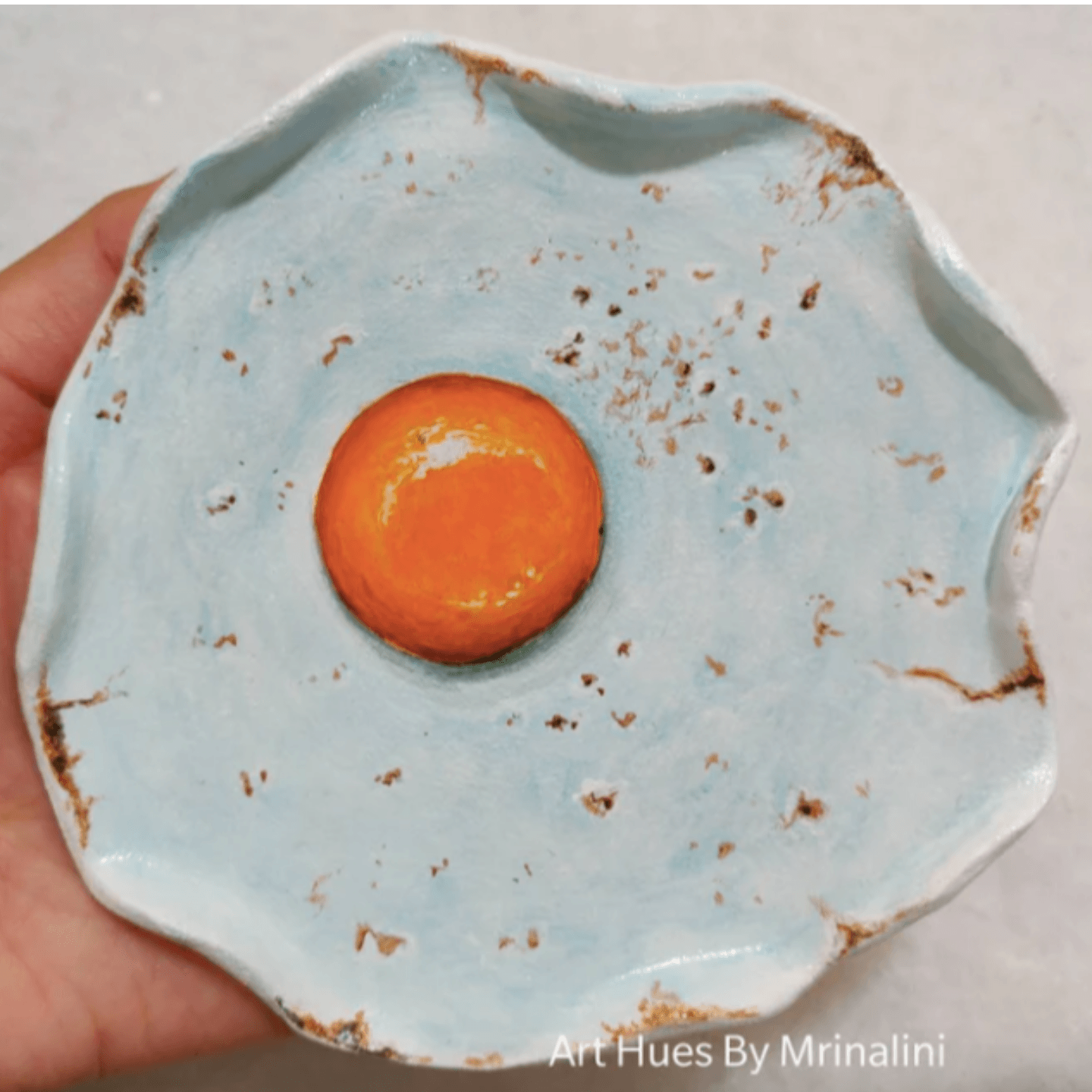Fried Egg hand crafted Resin trinket tray or jewelry dish