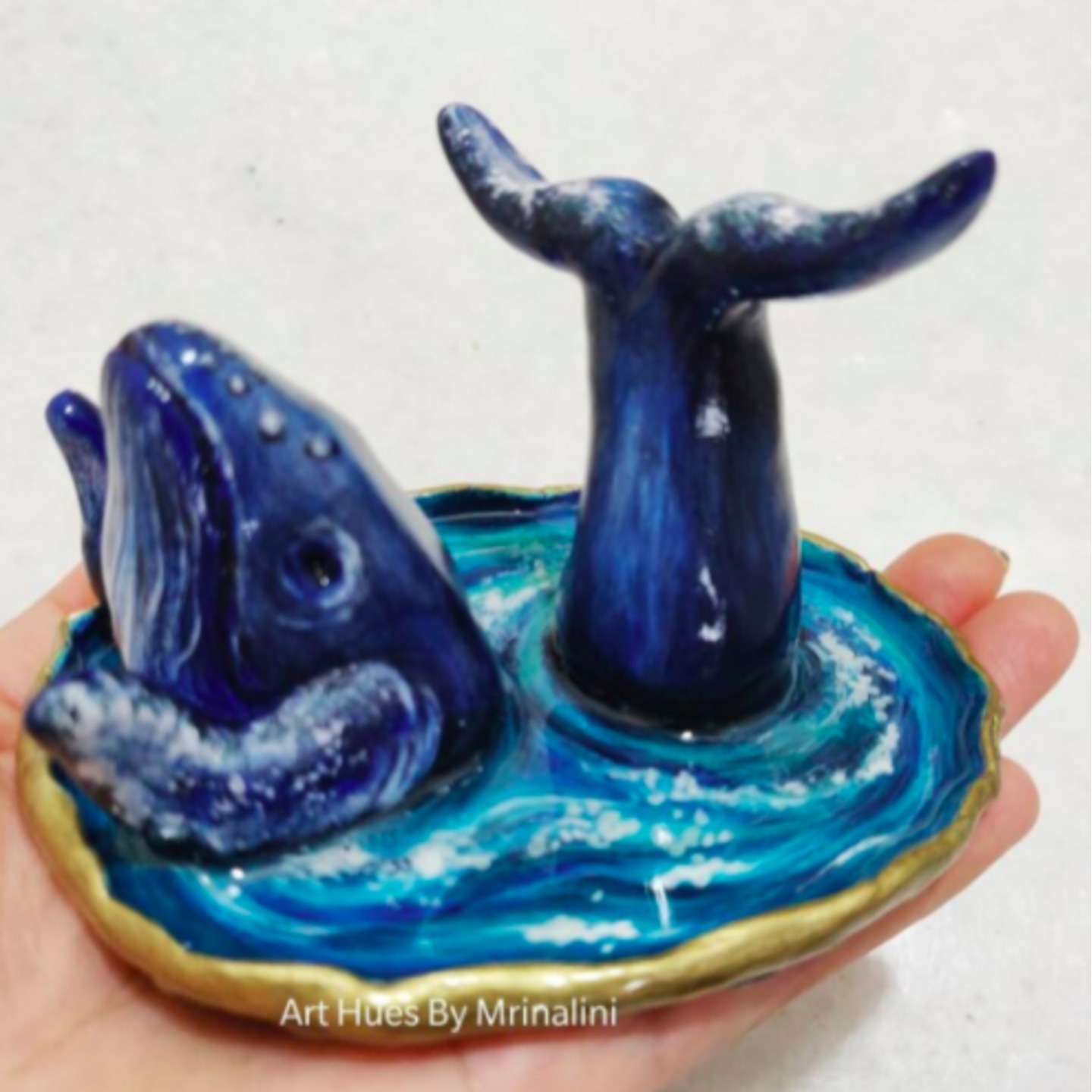 Humpback Whale Hand crafted Resin trinket tray or jewelry dish