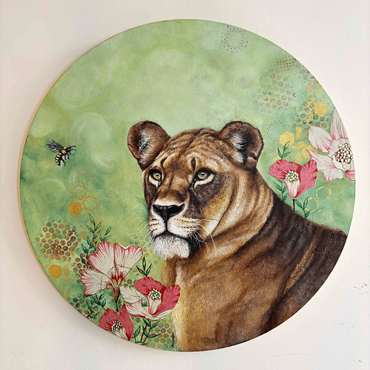 Queen Lioness & the Queen Bee original contemporary art celebrating feminine energy