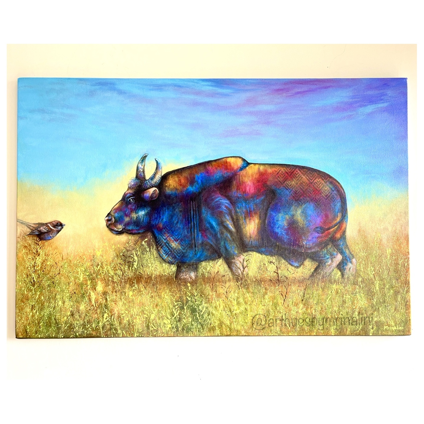 Indian Gaur contemporary Wildlife painting