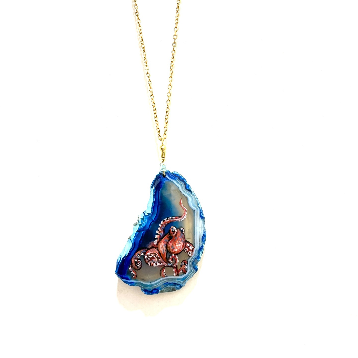 Octopus agate pendant necklace