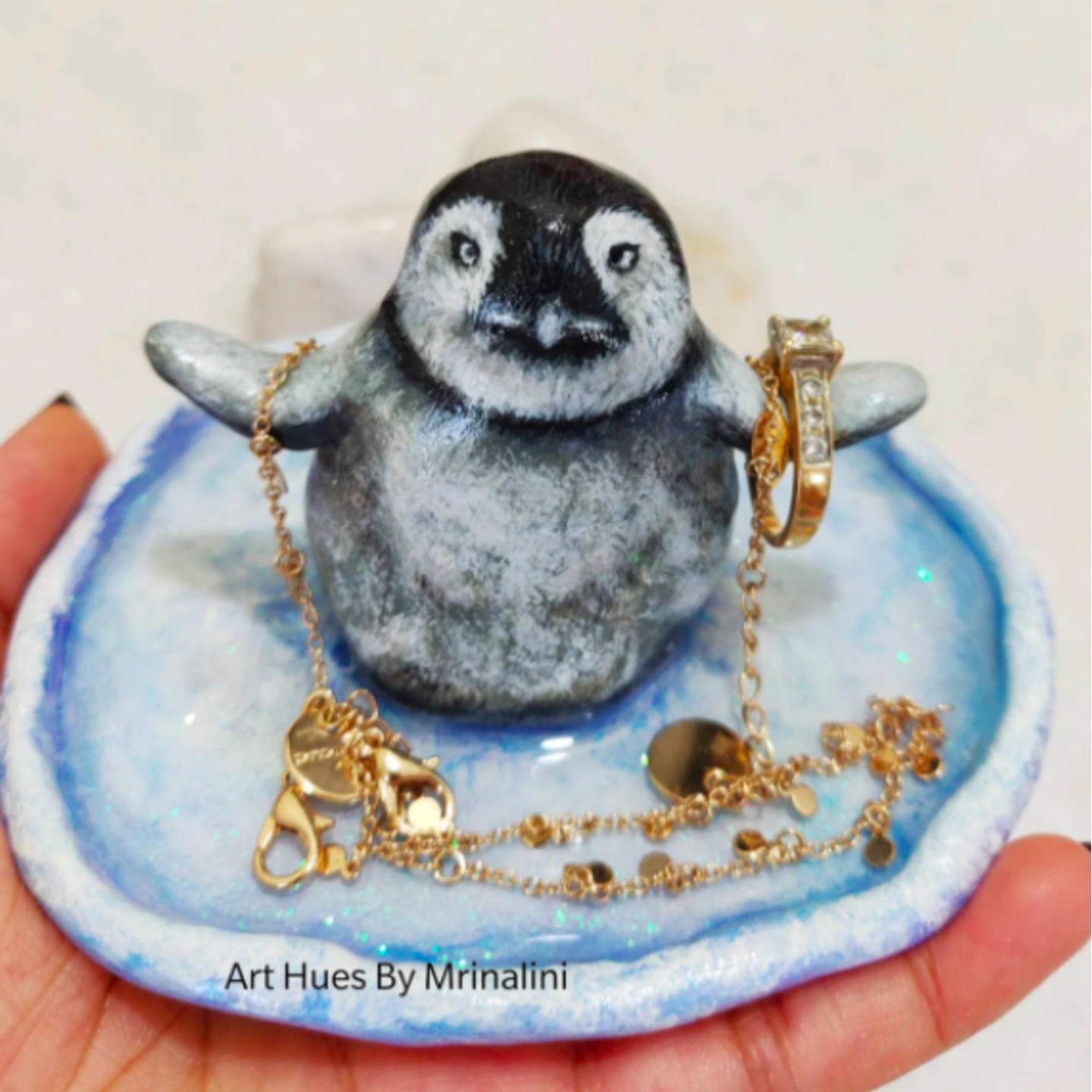 Cute Penguin Handcrafted Resin trinket dish