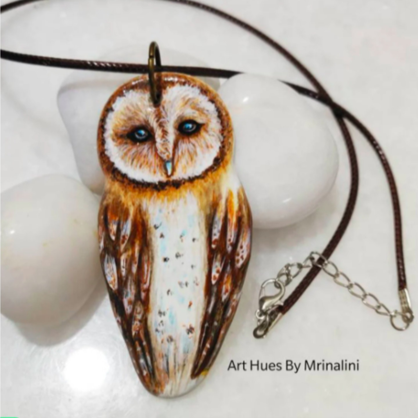 Barn Owl Handcrafted pendant necklace for owl lovers, wearable wildlife art