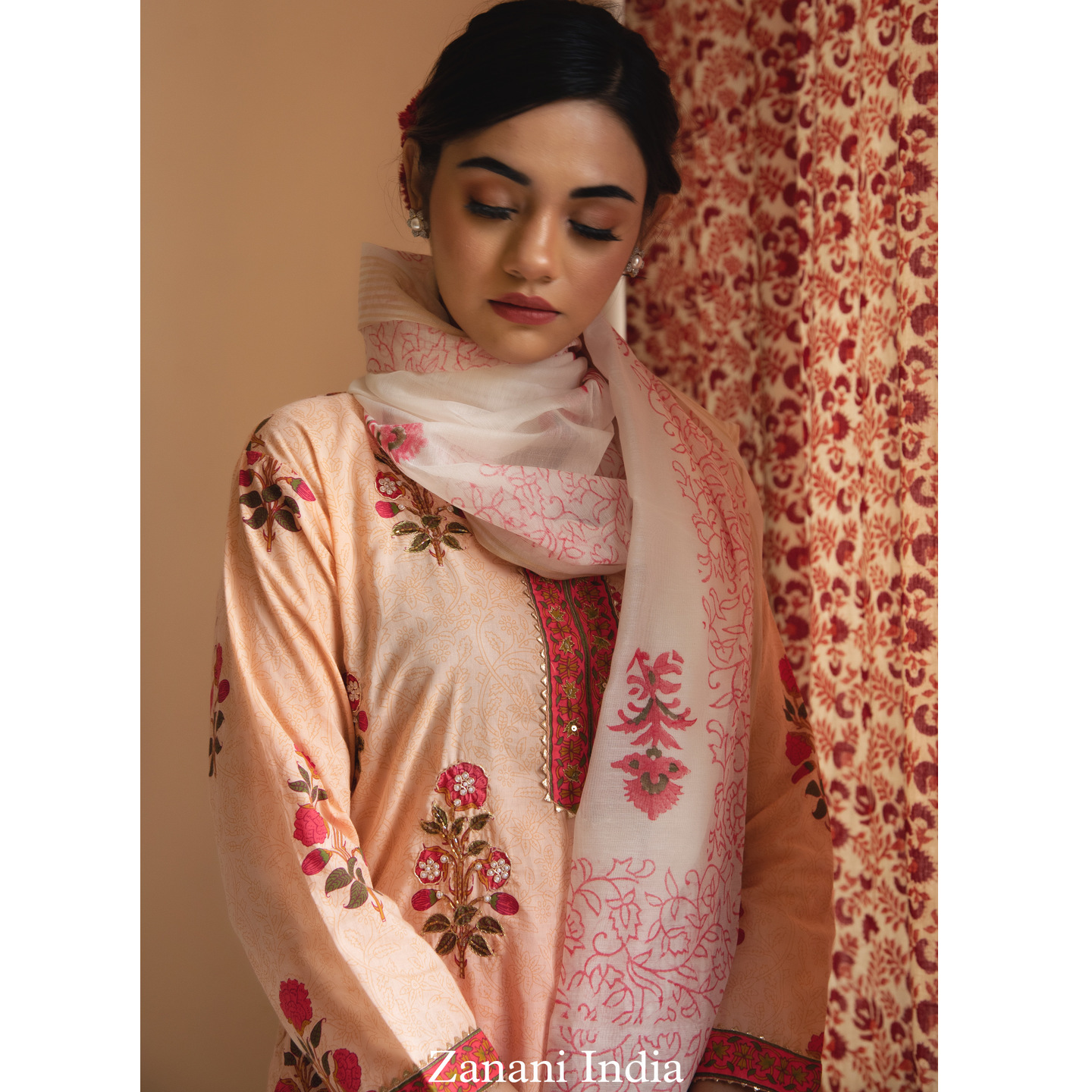 Peach Chanderi Set