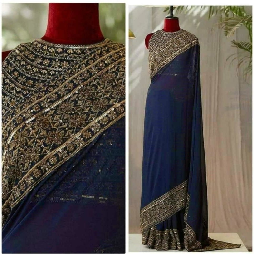 Beautiful Belly Dance Designer Saree Indian Ethnic Traditional Drape 151