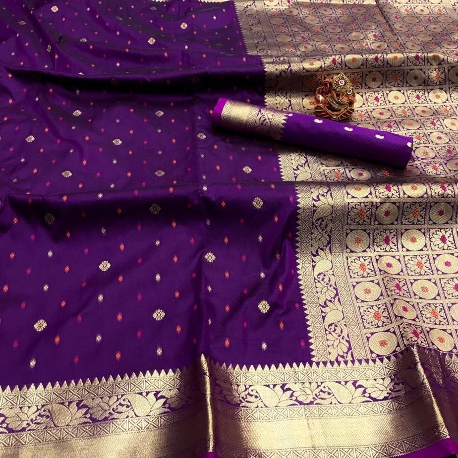 Zari Work Art Silk Saree with butti Self weaving work 222g