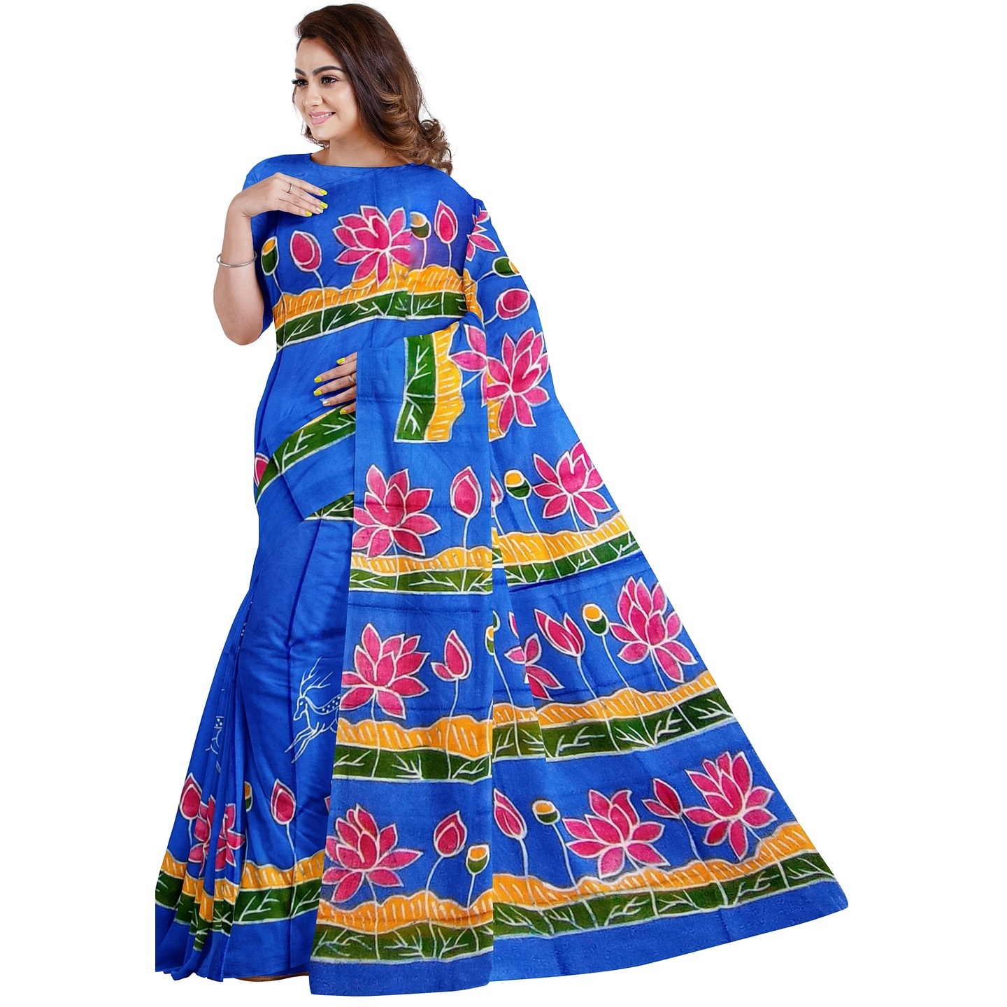 hand batik mulberry silk saree and blouse piece with Silk Mark GCD66