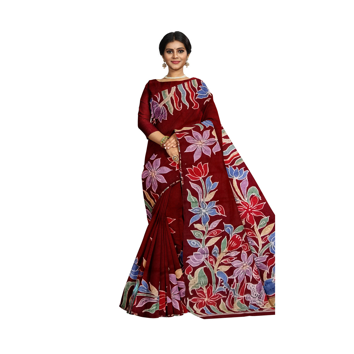 hand woven hand batik pure silk saree and blouse piece with Silk Mark GCD112