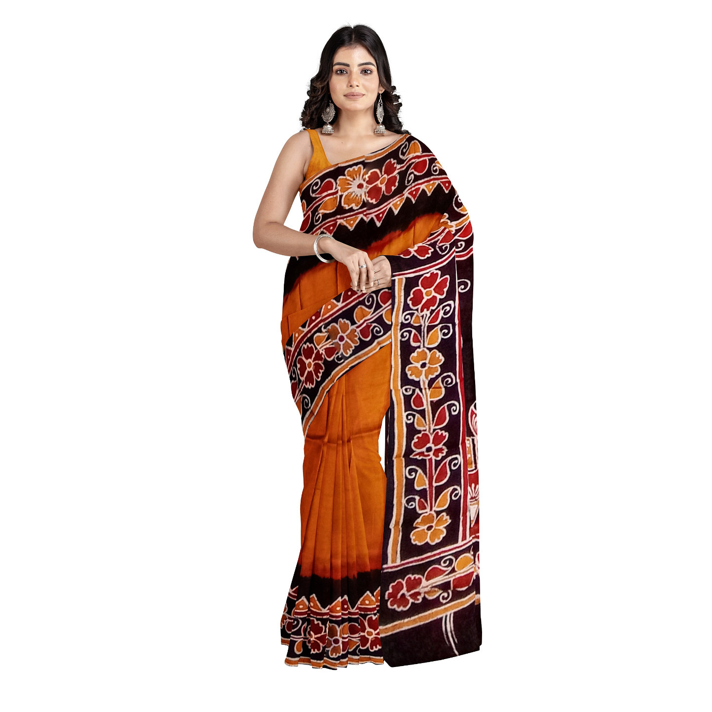 hand woven hand batik pure silk saree and blouse piece with Silk Mark GCD100
