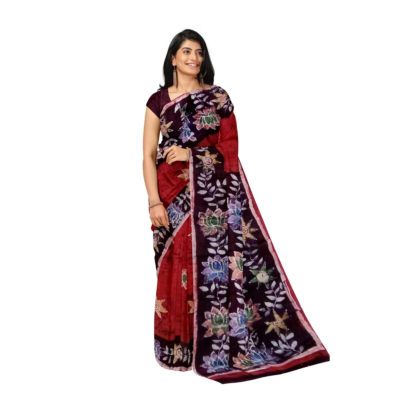 hand woven hand batik pure silk saree and blouse piece with Silk Mark GCM139