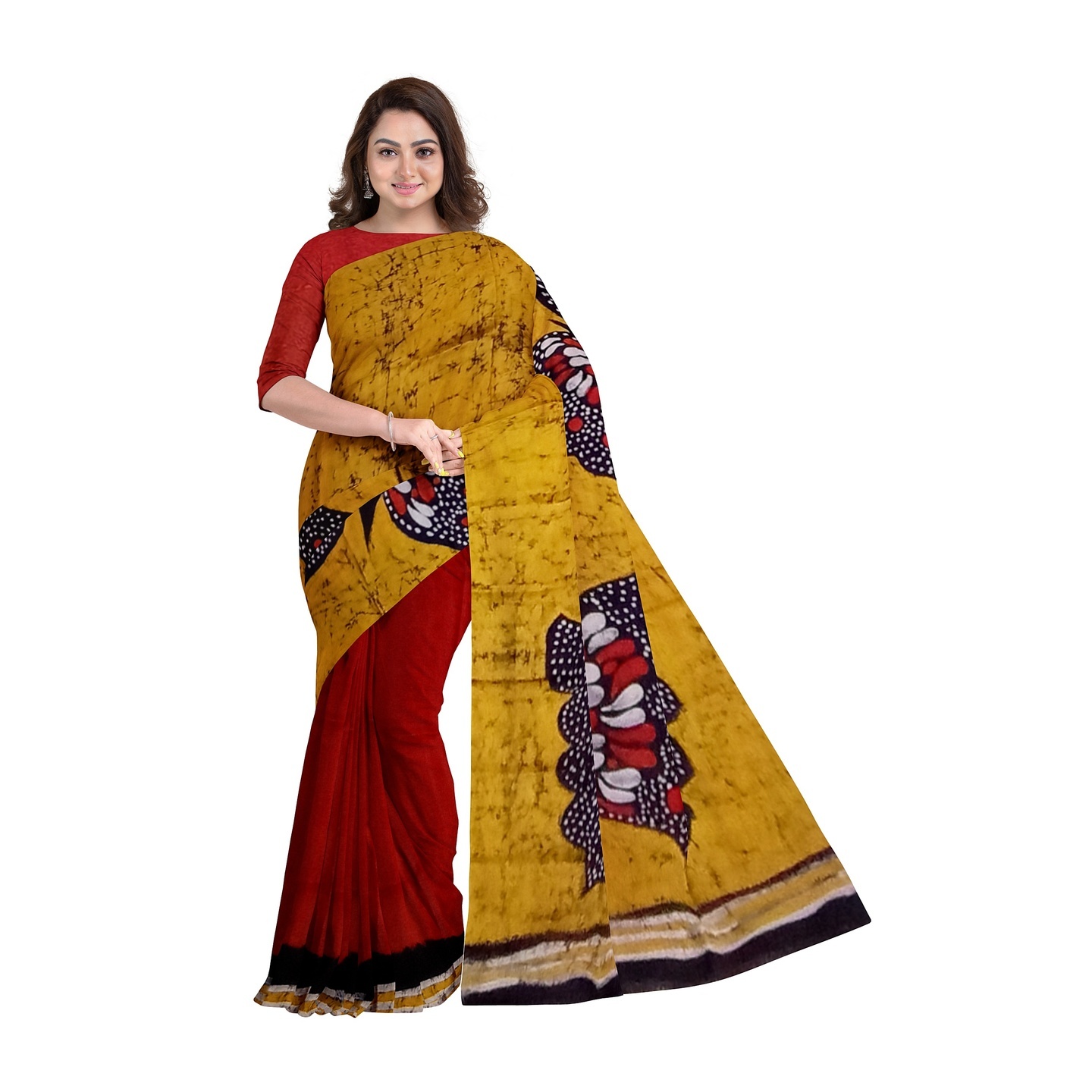 hand woven hand batik pure silk saree and blouse piece with Silk Mark GCM127