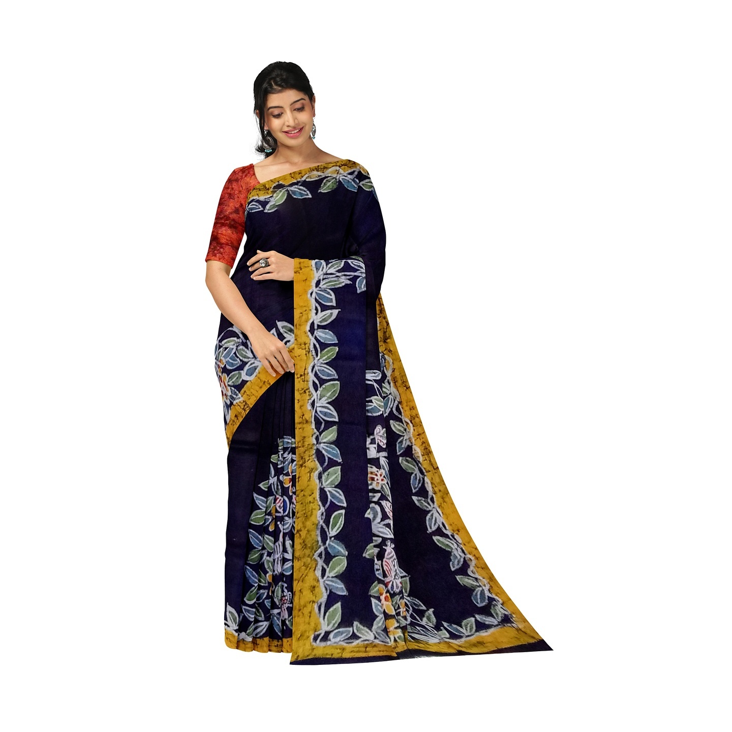 hand woven hand batik pure silk saree and blouse piece with Silk Mark GCM167