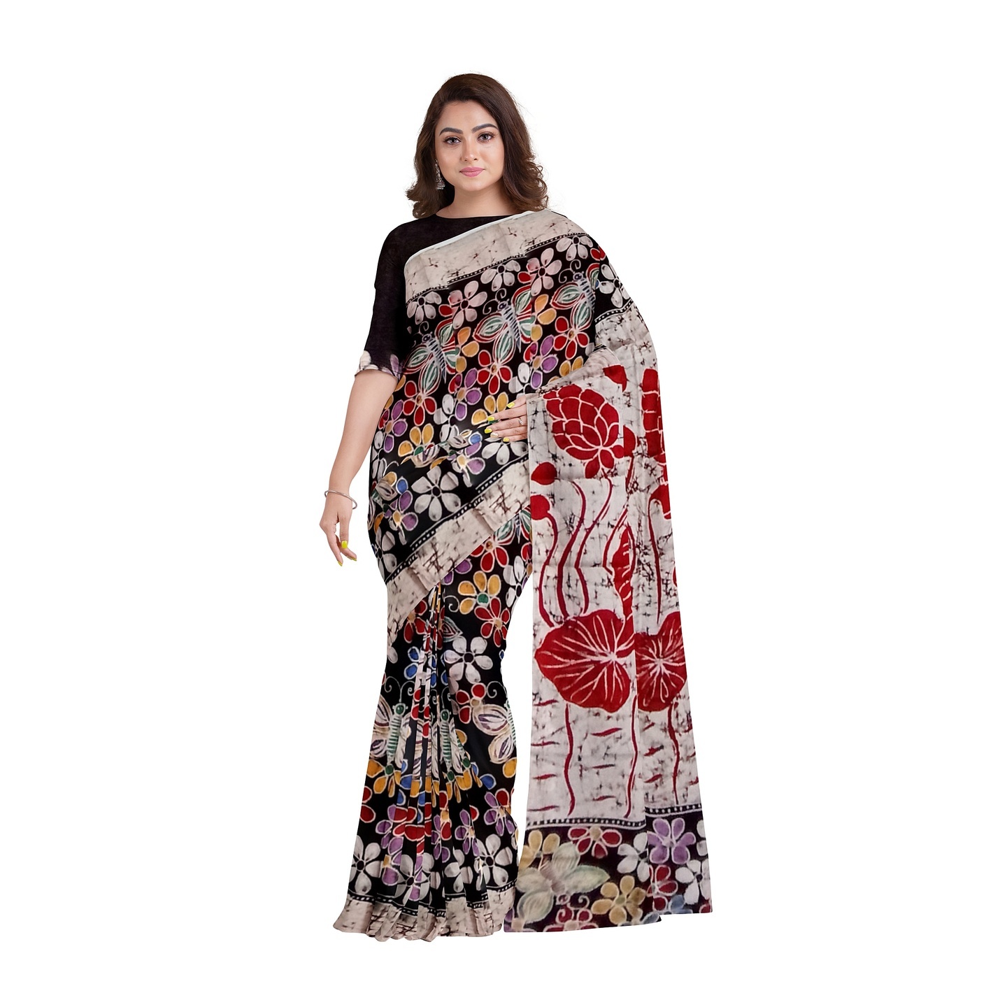 hand woven hand batik pure silk saree and blouse piece with Silk Mark GCD62