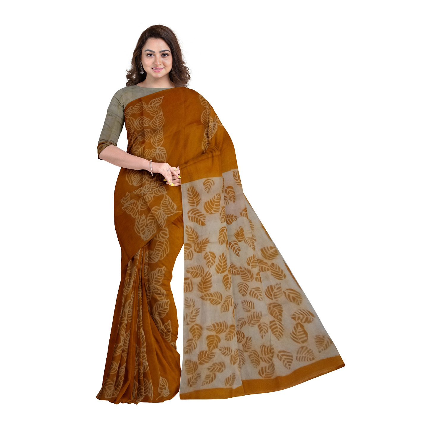 hand woven hand batik pure silk saree and blouse piece with Silk Mark GCM42
