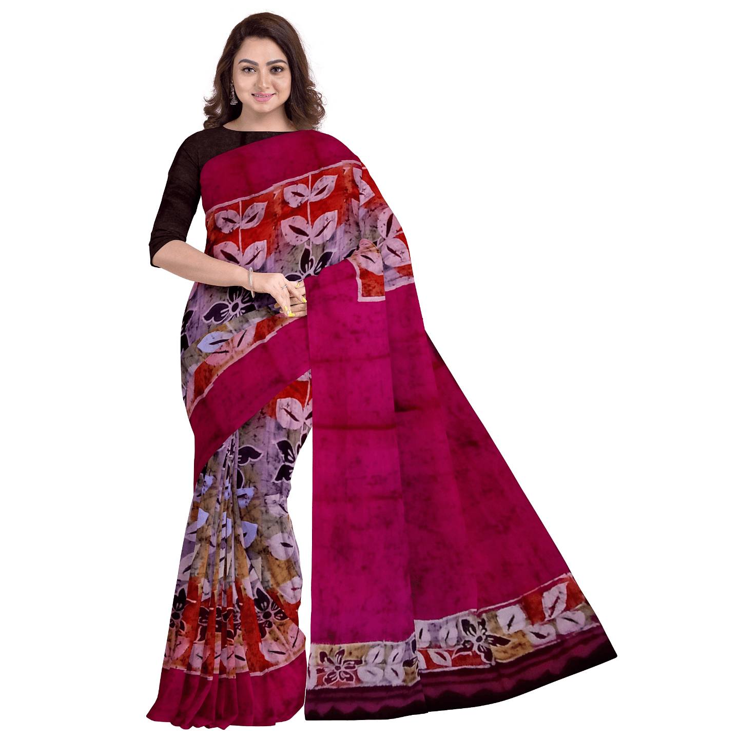 hand batik mulberry silk saree and blouse piece with Silk Mark GCM31