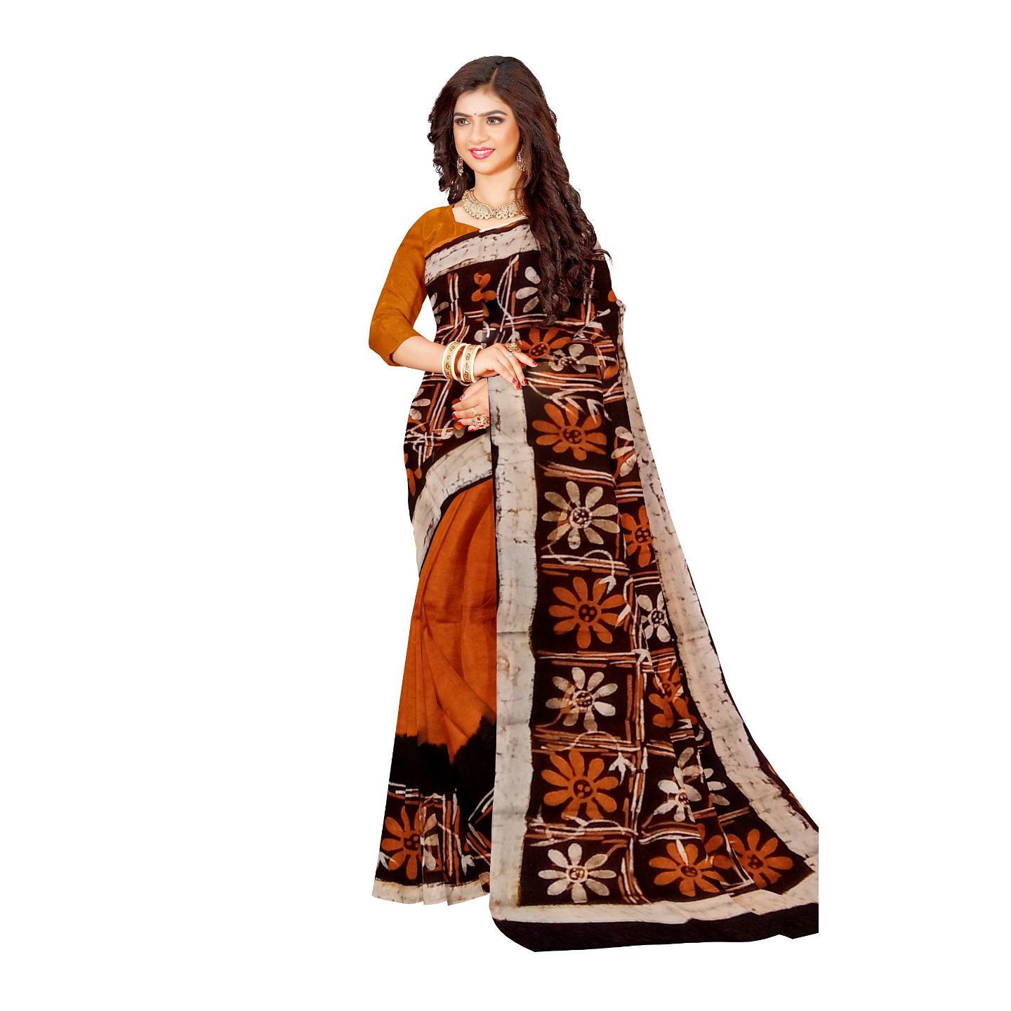 hand woven hand batik pure silk saree and blouse piece with Silk Mark GCD110