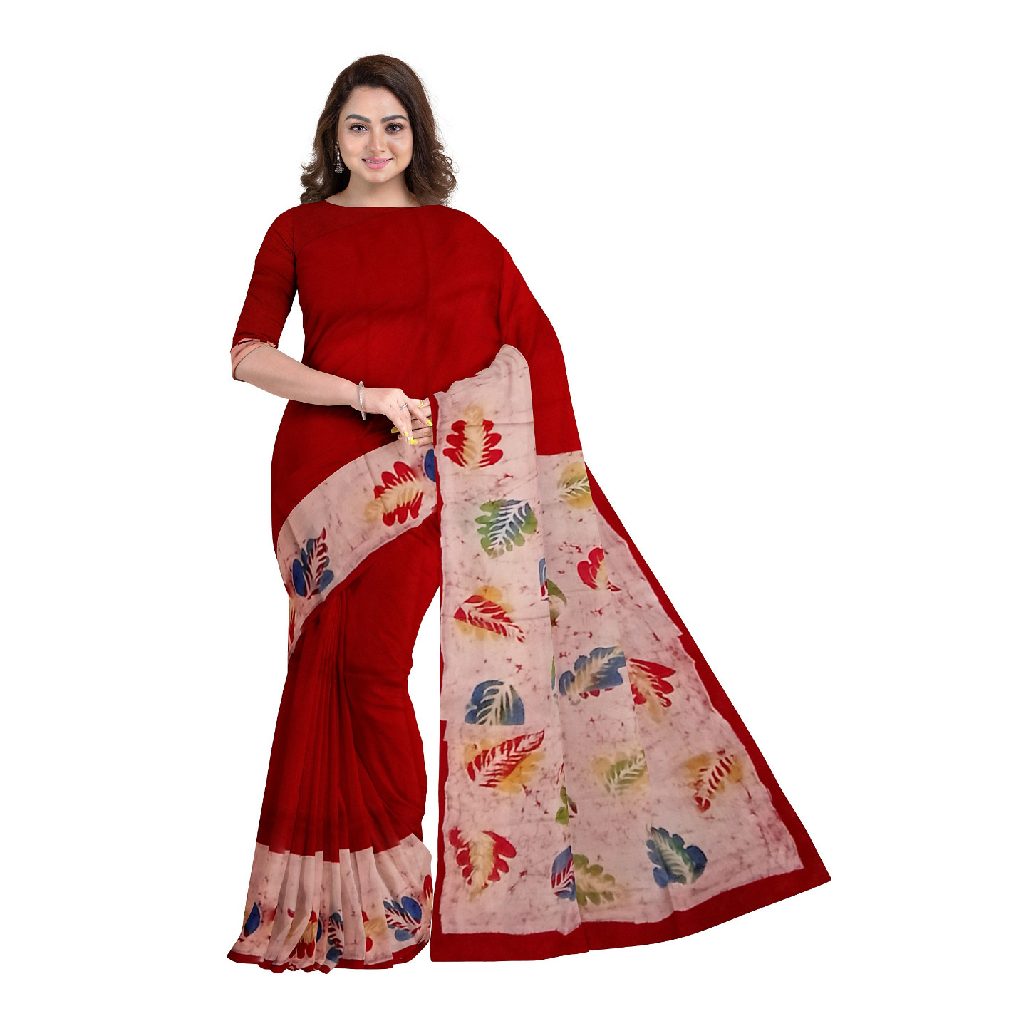 hand woven hand batik pure silk saree and blouse piece with Silk Mark GCM44