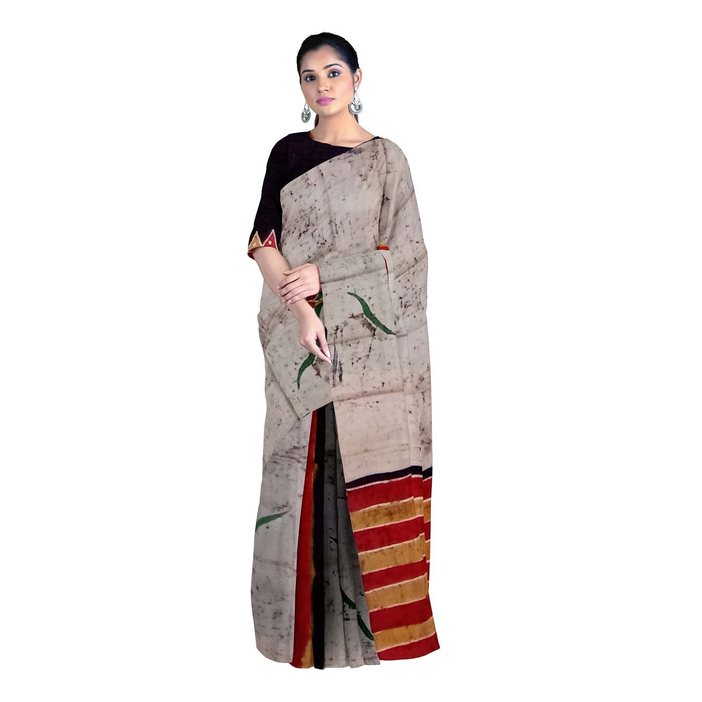 hand woven hand batik pure silk saree and blouse piece with Silk Mark GCD89