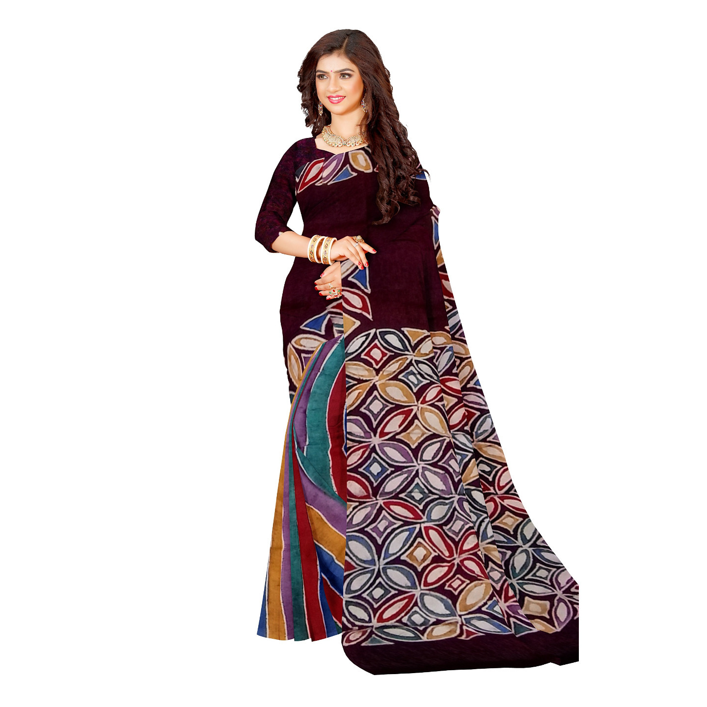 hand woven hand batik pure silk saree and blouse piece with Silk Mark GCD103