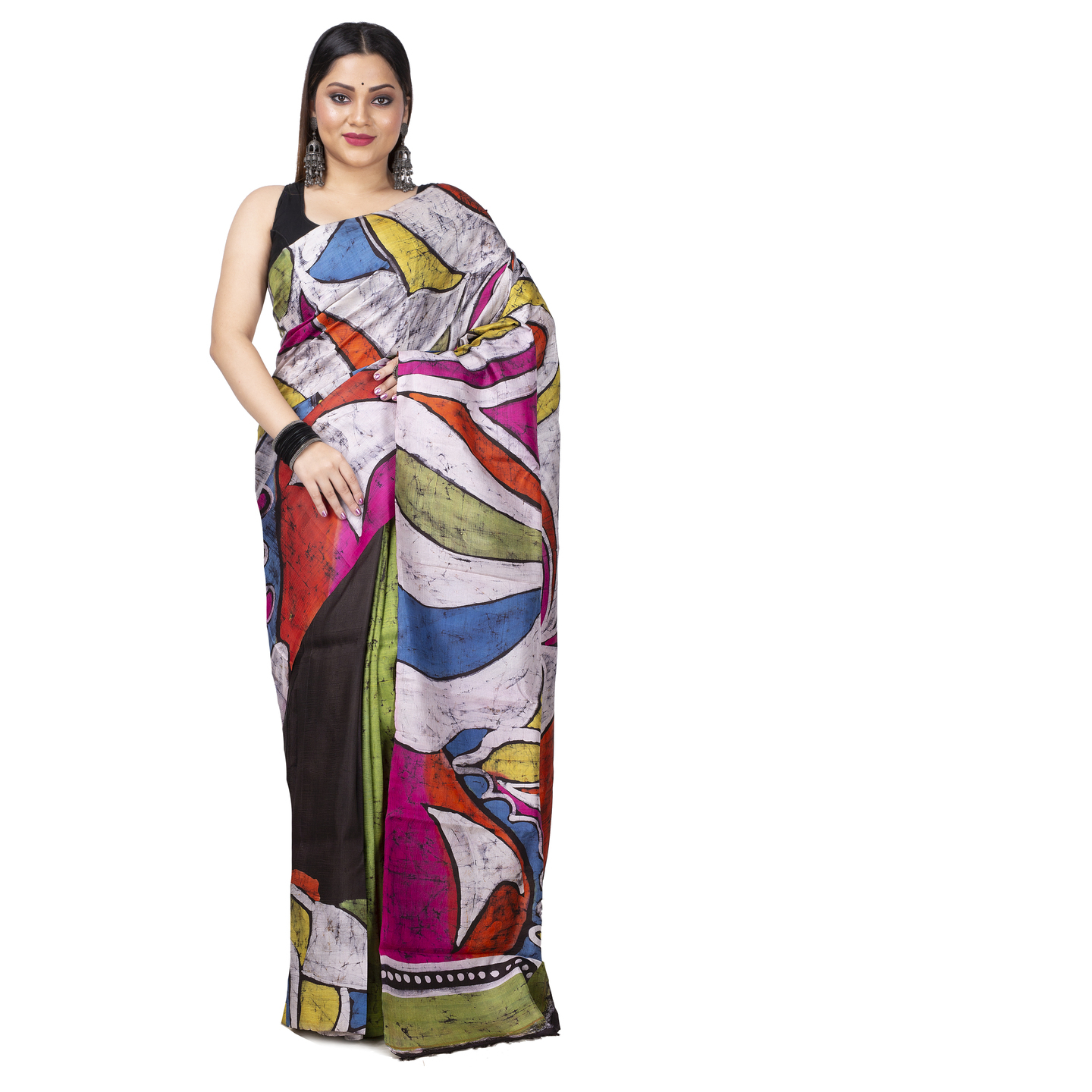 hand woven hand batik pure silk saree and blouse piece with Silk Mark (GCM30)