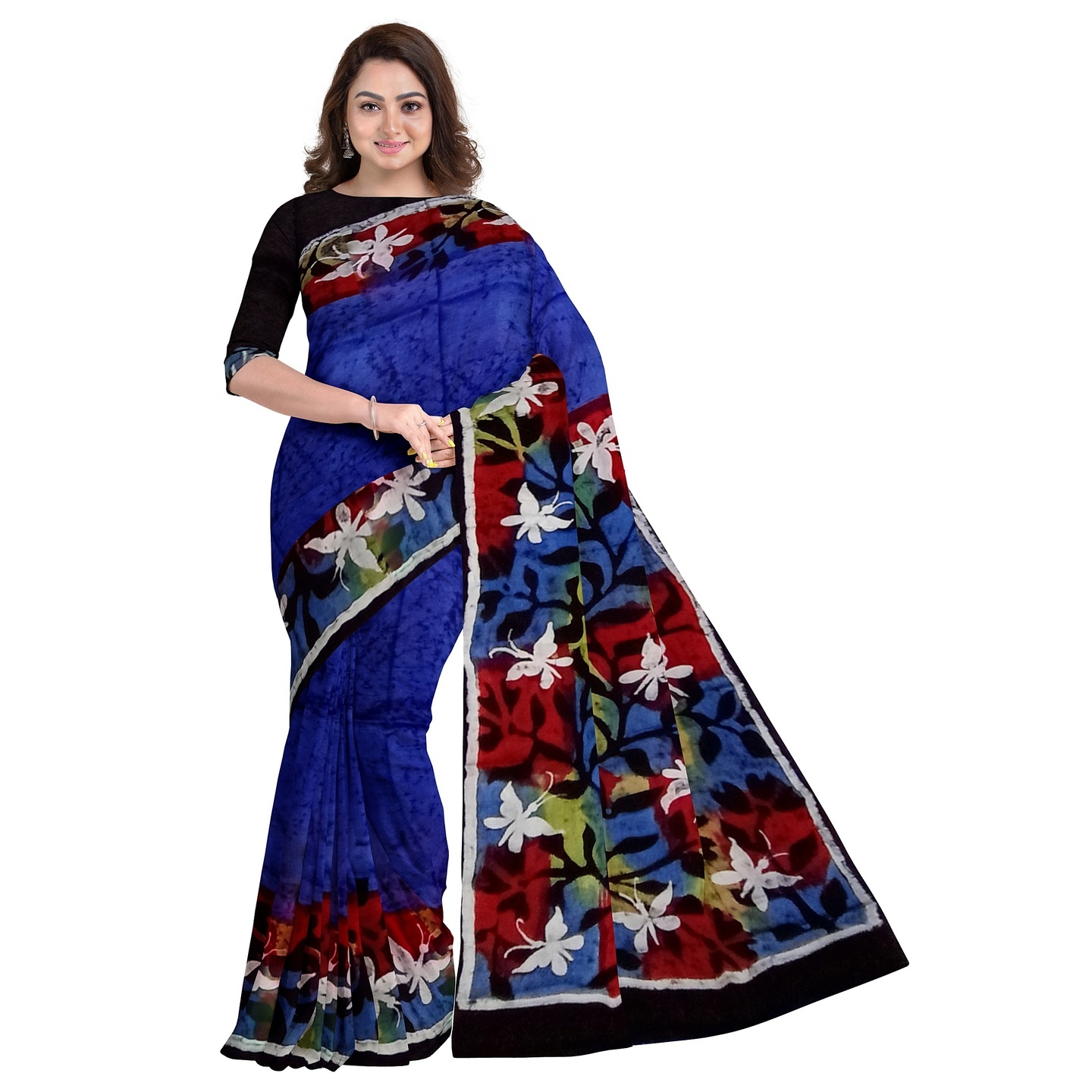 hand batik mulberry silk saree and blouse piece with Silk Mark GCM33