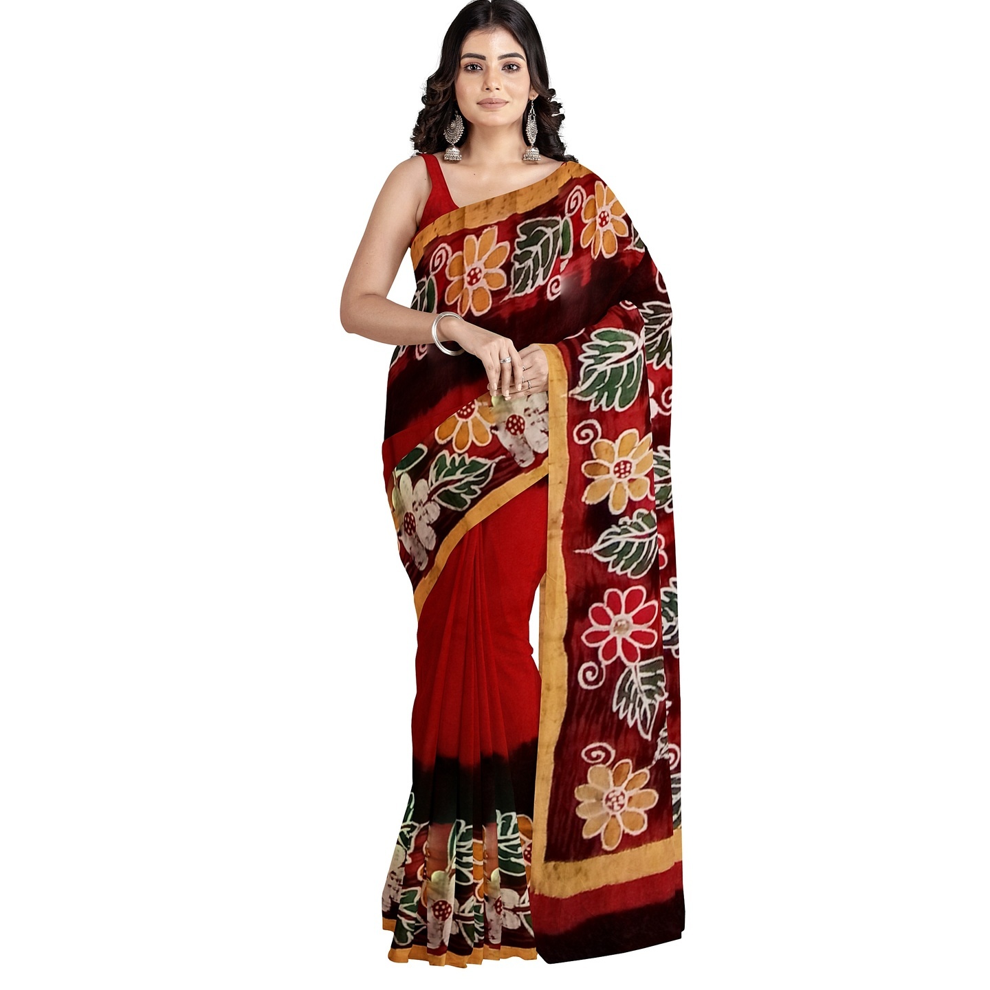 hand woven hand batik pure silk saree and blouse piece with Silk Mark GCD82