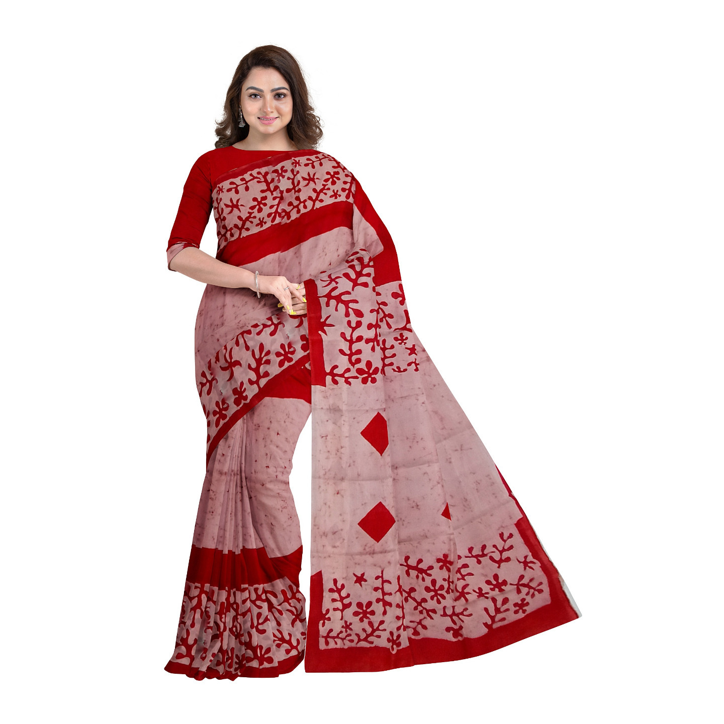 hand woven hand batik pure silk saree and blouse piece with Silk Mark GCM52