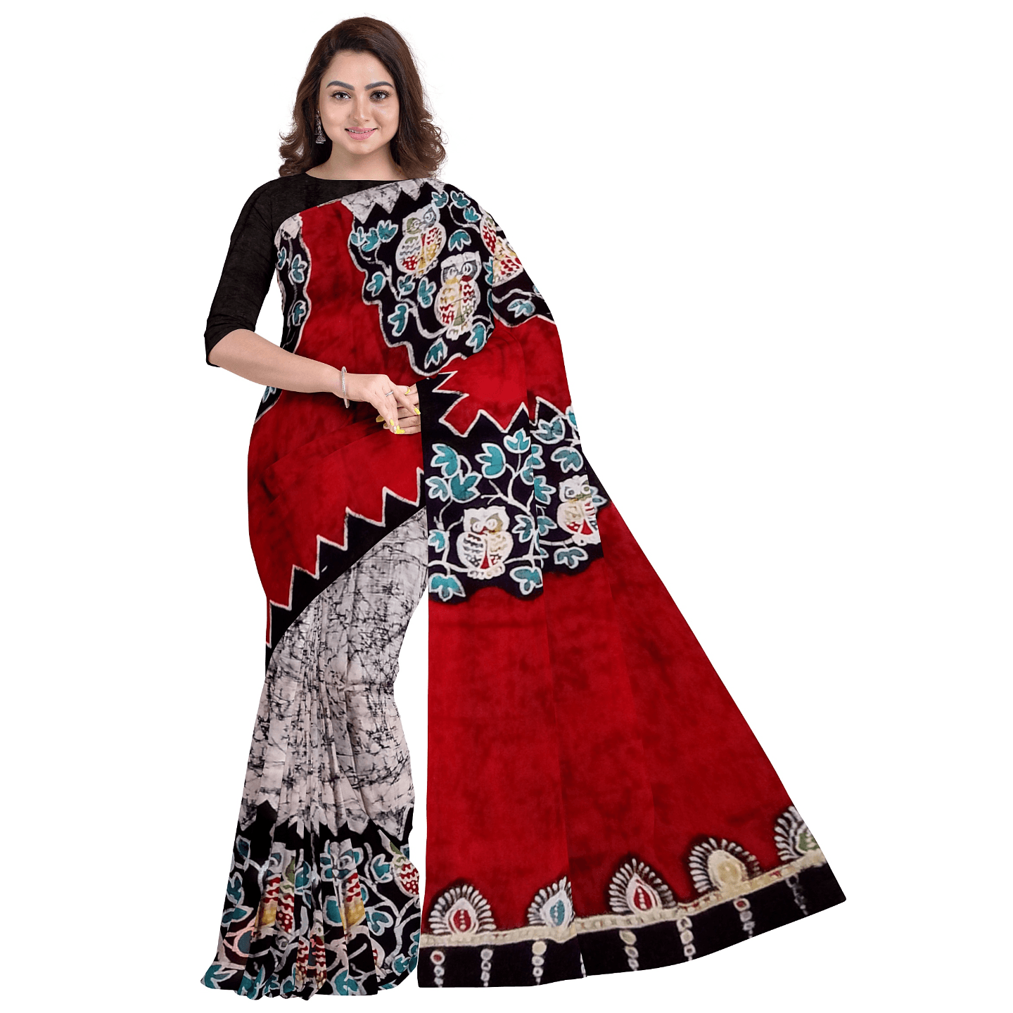 hand batik mulberry silk saree and blouse piece with Silk Mark GCM21