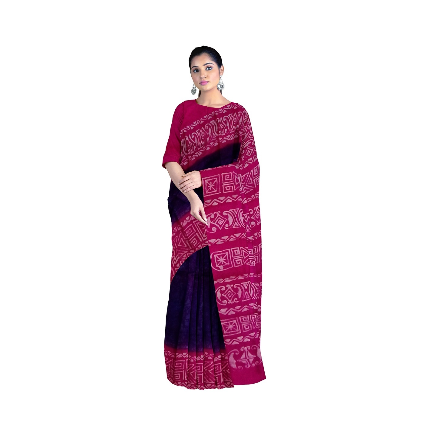 hand woven hand batik pure silk saree and blouse piece with Silk Mark GCM144