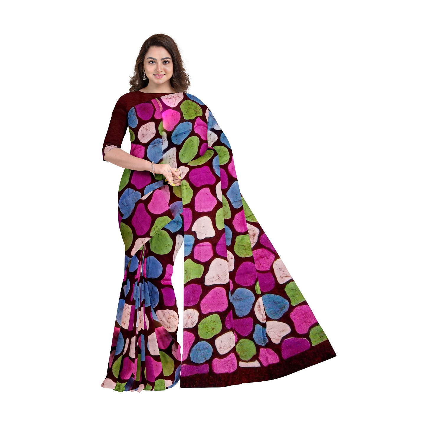 hand woven hand batik pure silk saree and blouse piece with Silk Mark GCM51