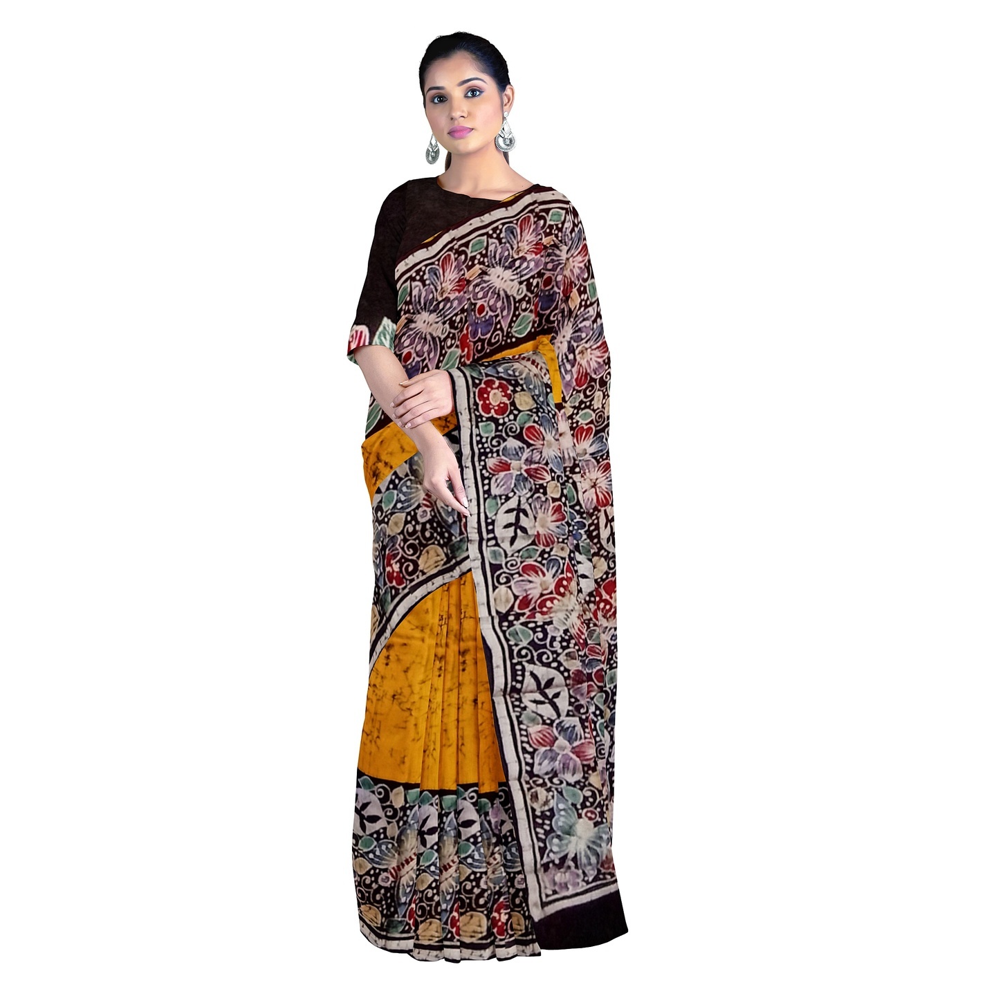 hand woven hand batik pure silk saree and blouse piece with Silk Mark GCD85