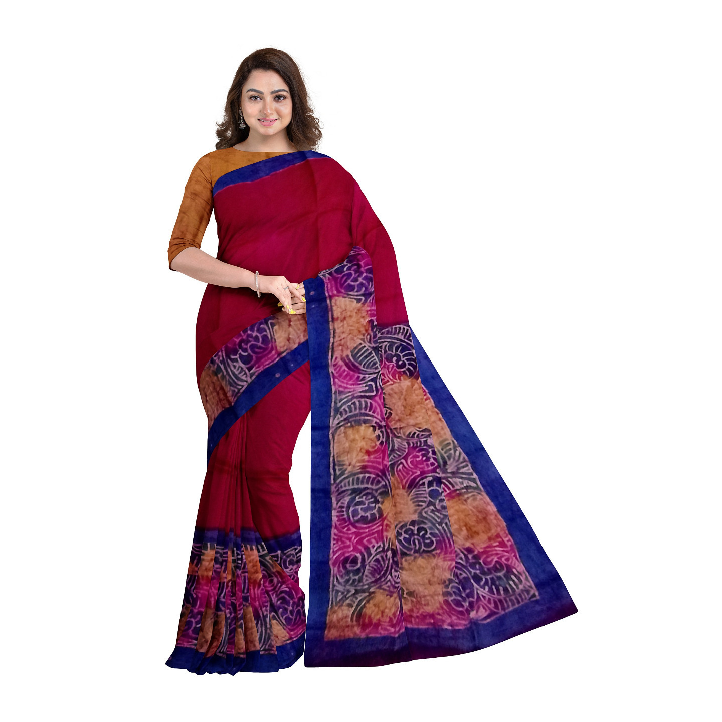 hand woven hand batik pure silk saree and blouse piece with Silk Mark GCM92