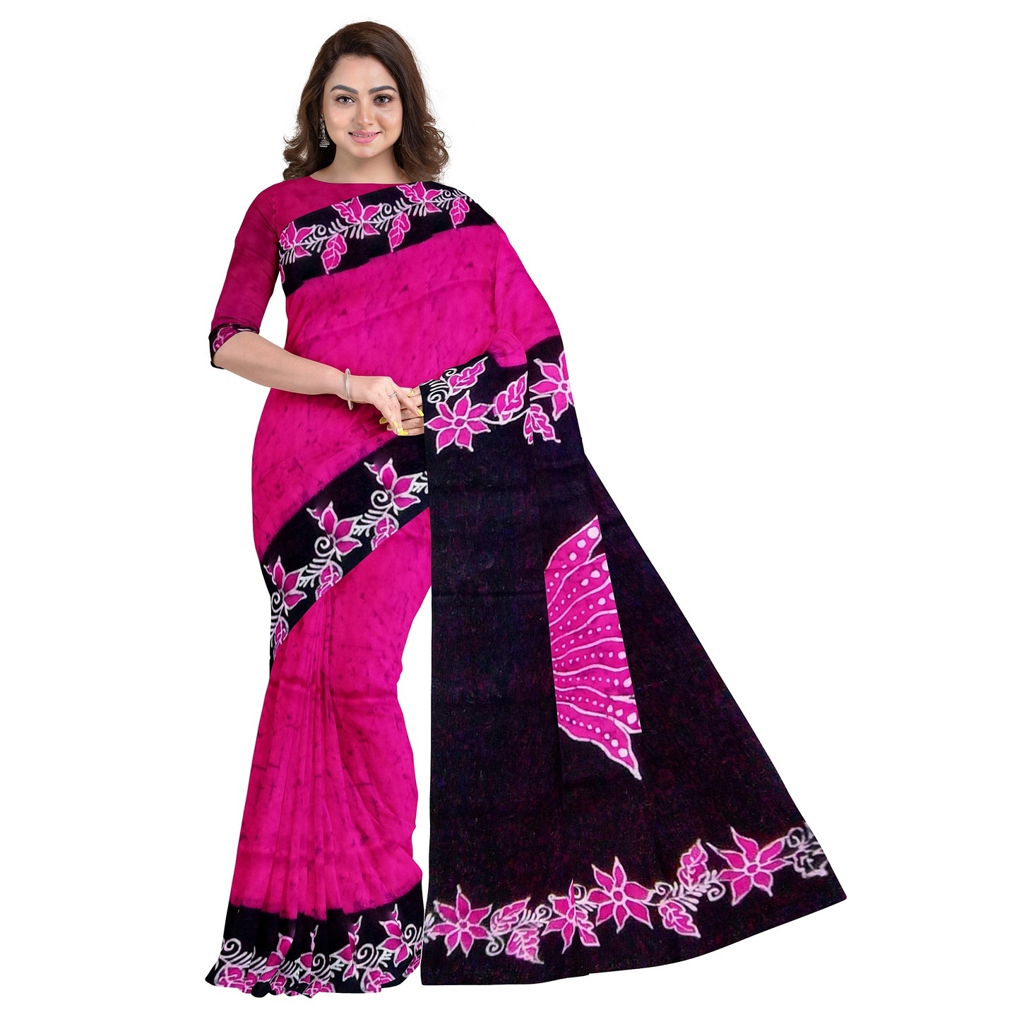 hand woven hand batik pure silk saree and blouse piece with Silk Mark GCM47