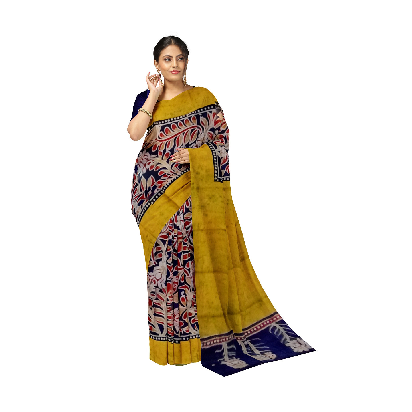 hand woven hand batik pure silk saree and blouse piece with Silk Mark GCM85