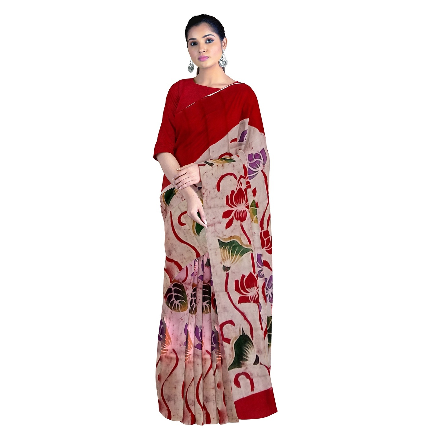 hand woven hand batik pure silk saree and blouse piece with Silk Mark GCD76