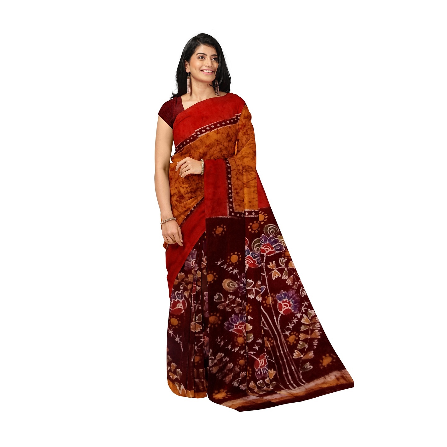 hand woven hand batik pure silk saree and blouse piece with Silk Mark GCM143