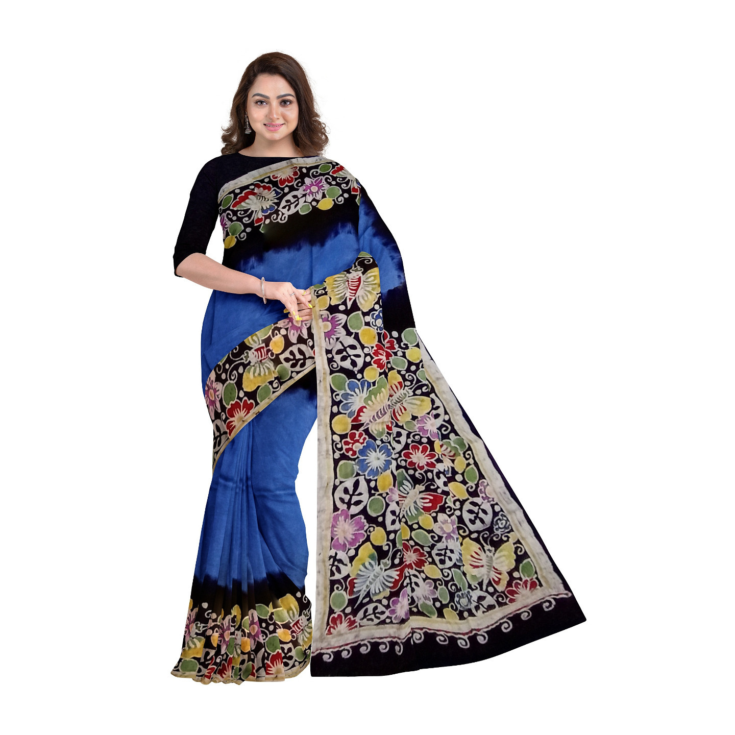 hand woven hand batik pure silk saree and blouse piece with Silk Mark GCM62