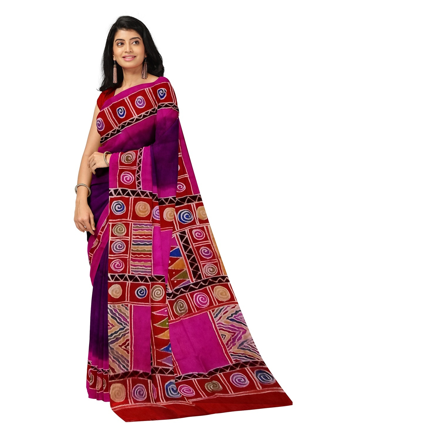 hand woven hand batik pure silk saree and blouse piece with Silk Mark (GCM134)