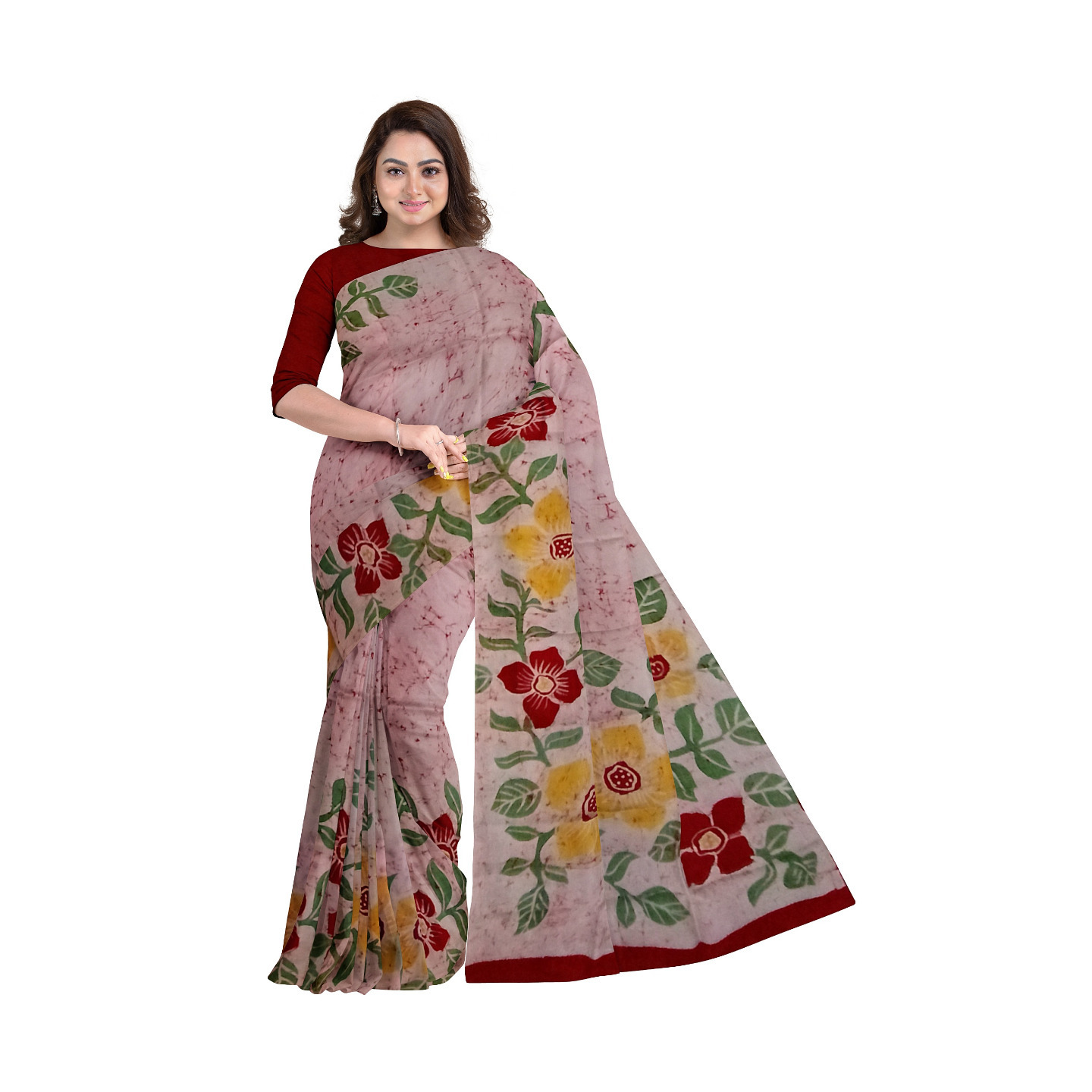 hand woven hand batik pure silk saree and blouse piece with Silk Mark GCM57