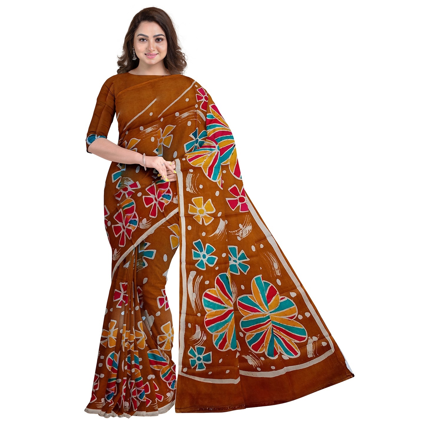 hand woven hand batik pure silk saree and blouse piece with Silk Mark GCD2