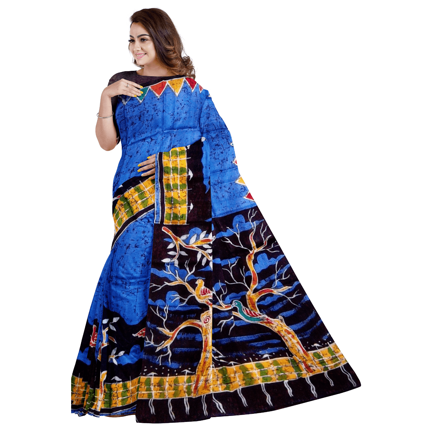 hand batik mulberry silk saree and blouse piece with Silk Mark GCD64
