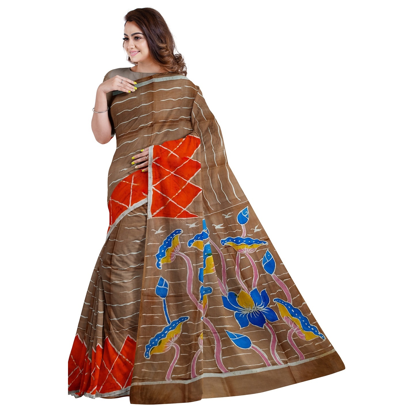 hand woven hand batik pure silk saree and blouse piece with Silk Mark GCD1