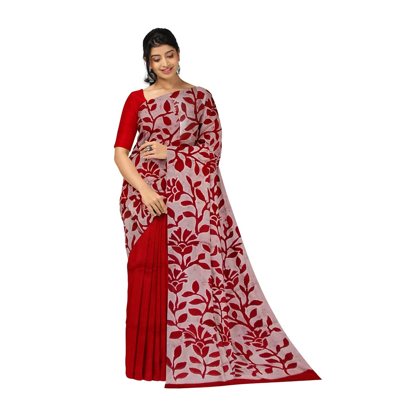 hand woven hand batik pure silk saree and blouse piece with Silk Mark GCM160