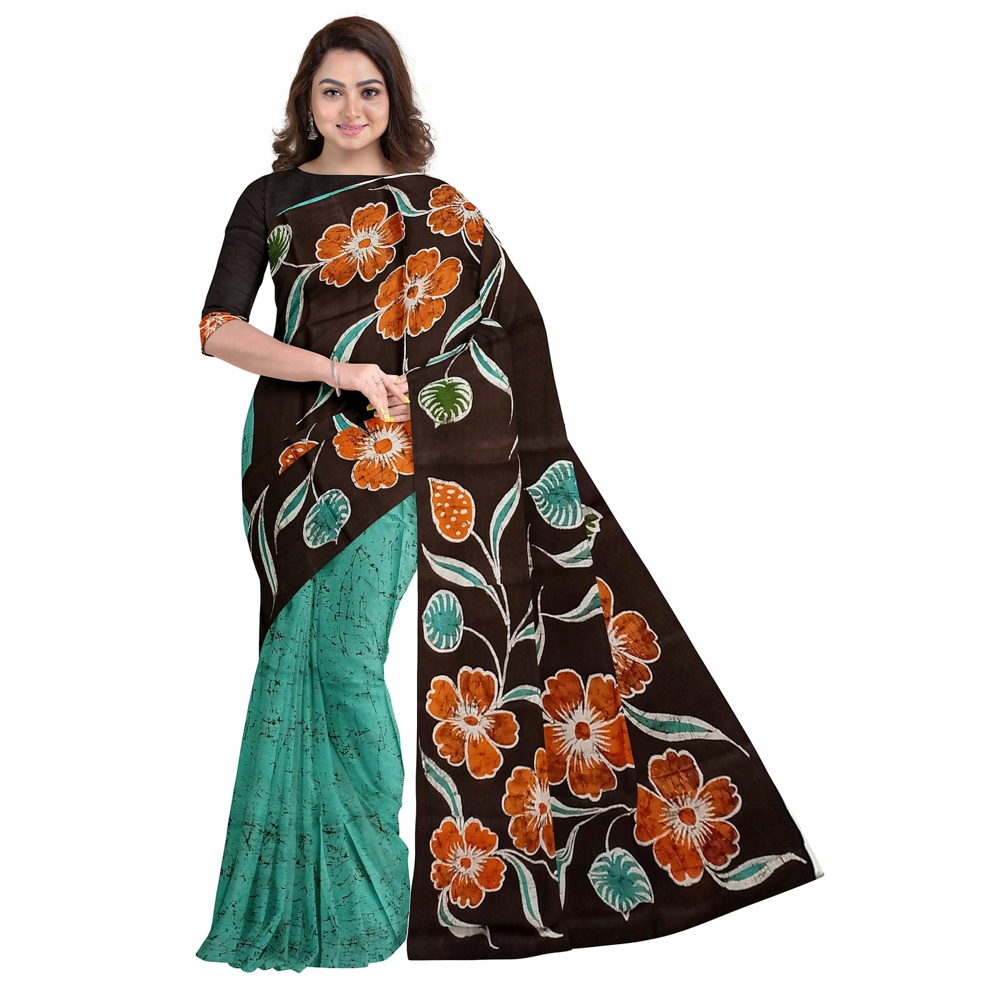 hand woven hand batik pure silk saree and blouse piece with Silk Mark GCD22