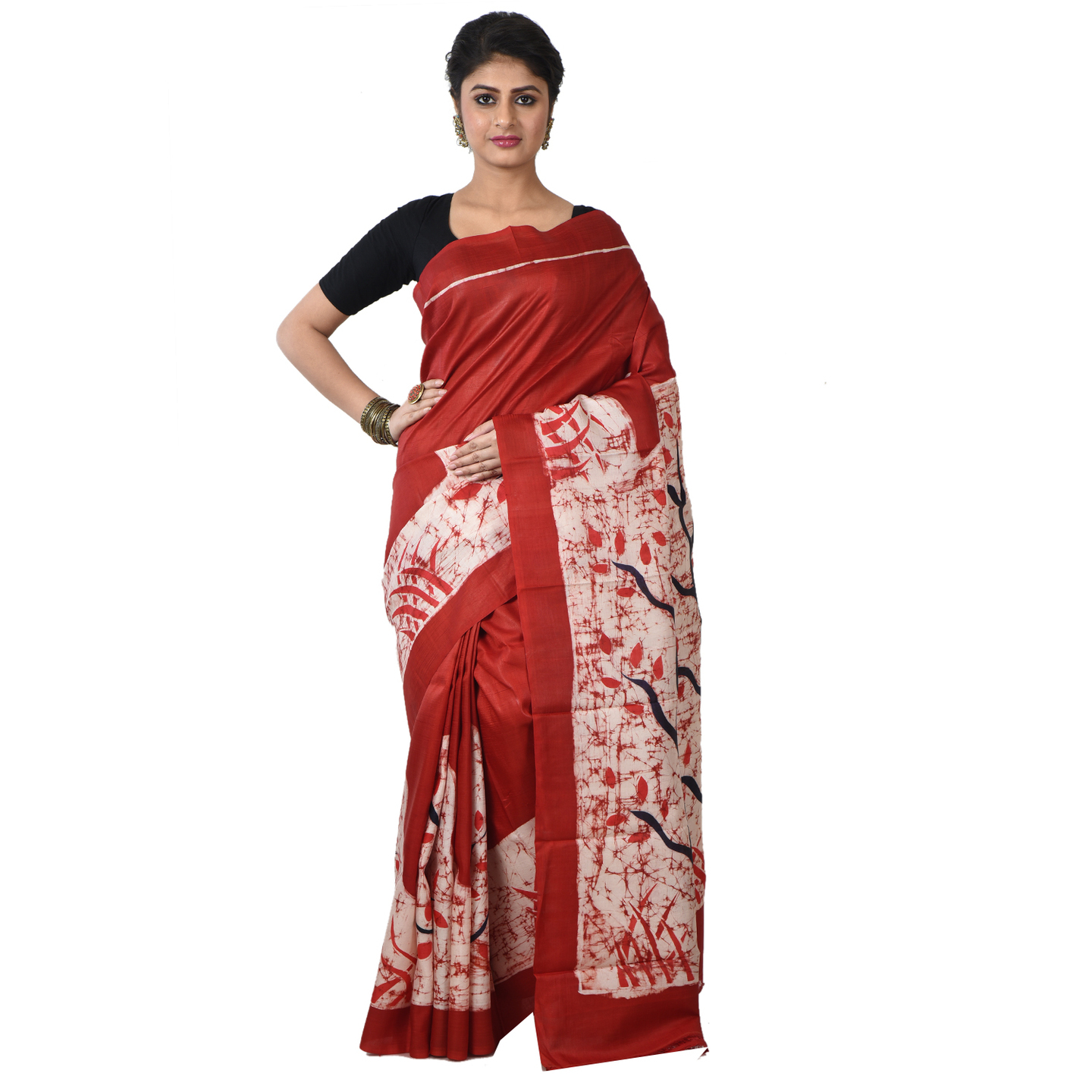 hand woven hand batik pure silk saree and blouse piece with Silk Mark (GCD67)