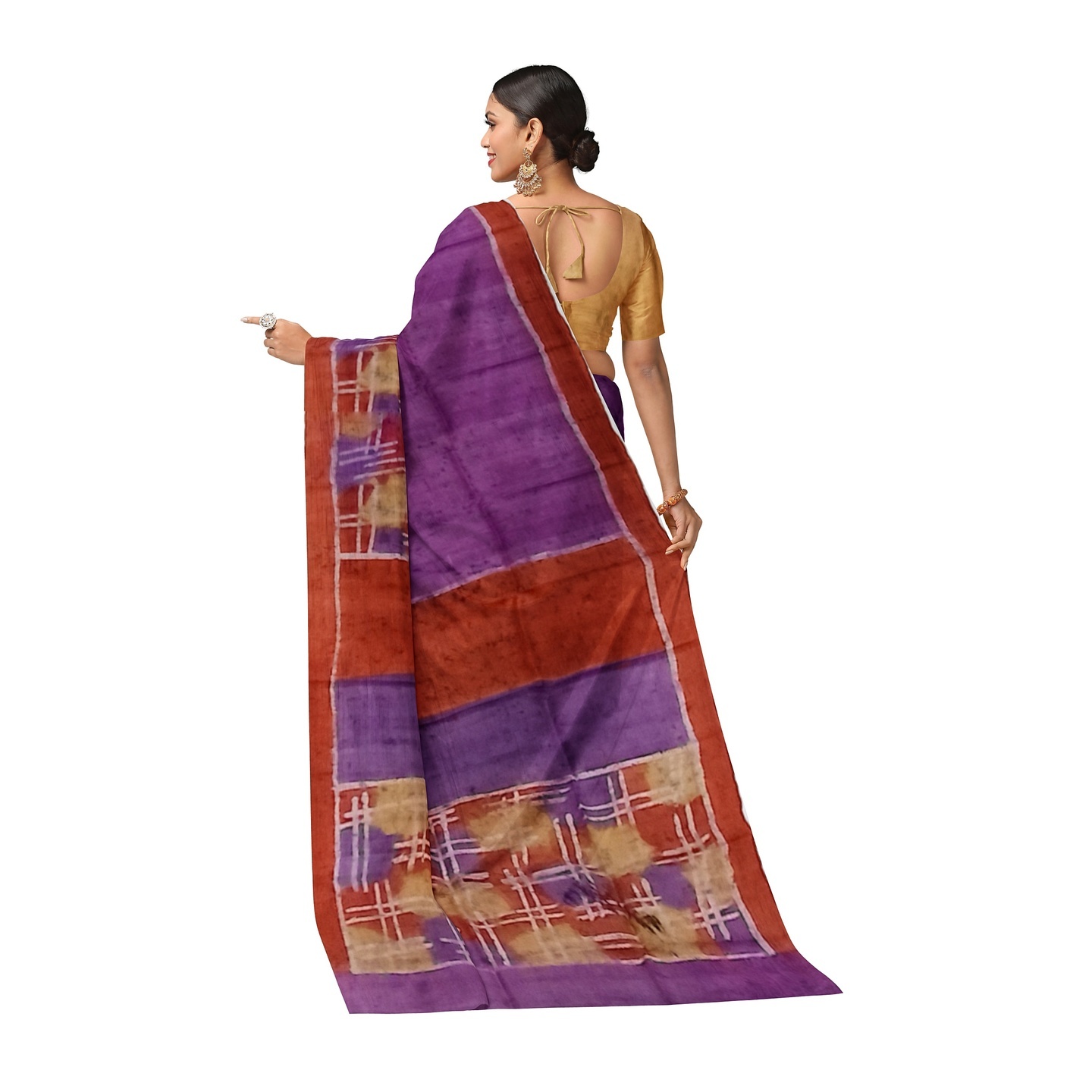 hand woven hand batik pure silk saree and blouse piece with Silk Mark GCM117