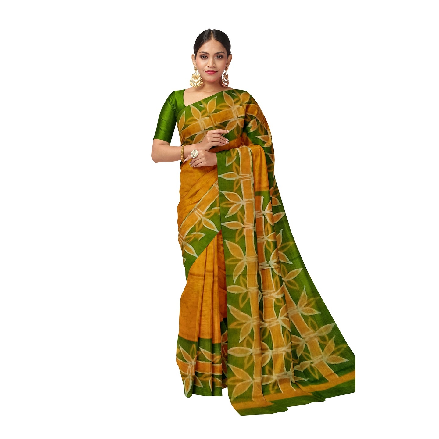 hand woven hand batik pure silk saree and blouse piece with Silk Mark GCM158