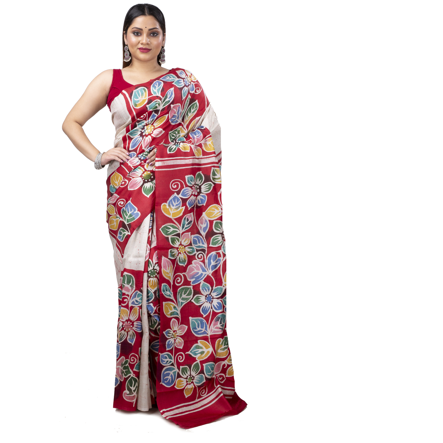 hand woven hand batik pure silk saree and blouse piece with Silk Mark (GCD81)