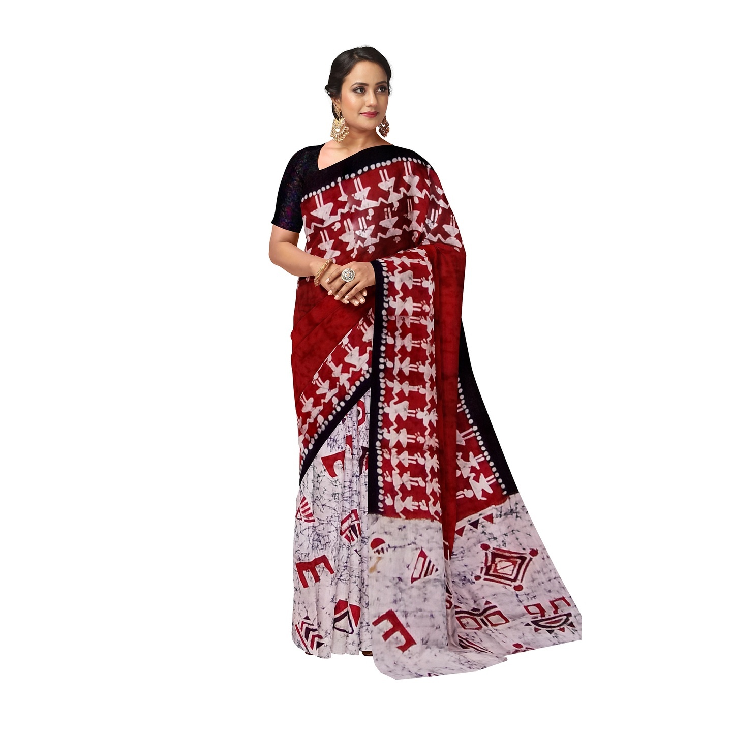 hand woven hand batik pure silk saree and blouse piece with Silk Mark GCM97